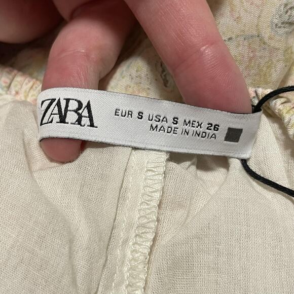 Zara Dress Womens Small Ivory Boho Crochet Halter Maxi Paisley Floral Summer NWT - Picture 6 of 16